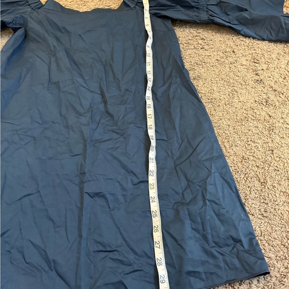 2 FOR $25Tibi Navy Blue Poplin Bell Sleeve Off the Shoulder Shift Dress Size 2 4 - Picture 7 of 8